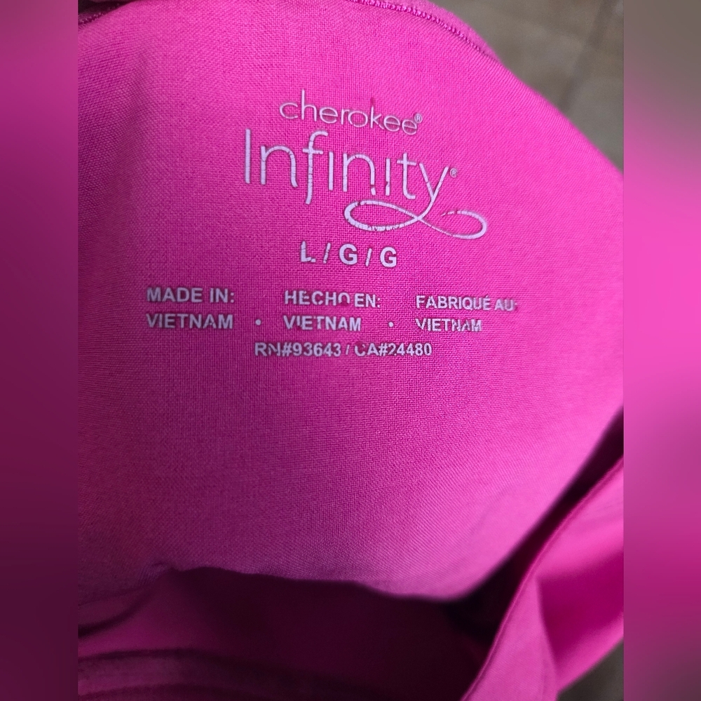 Cherokee Infinity Women's Medical Scrub Top in Bright Pink/Magenta - Picture 10 of 12